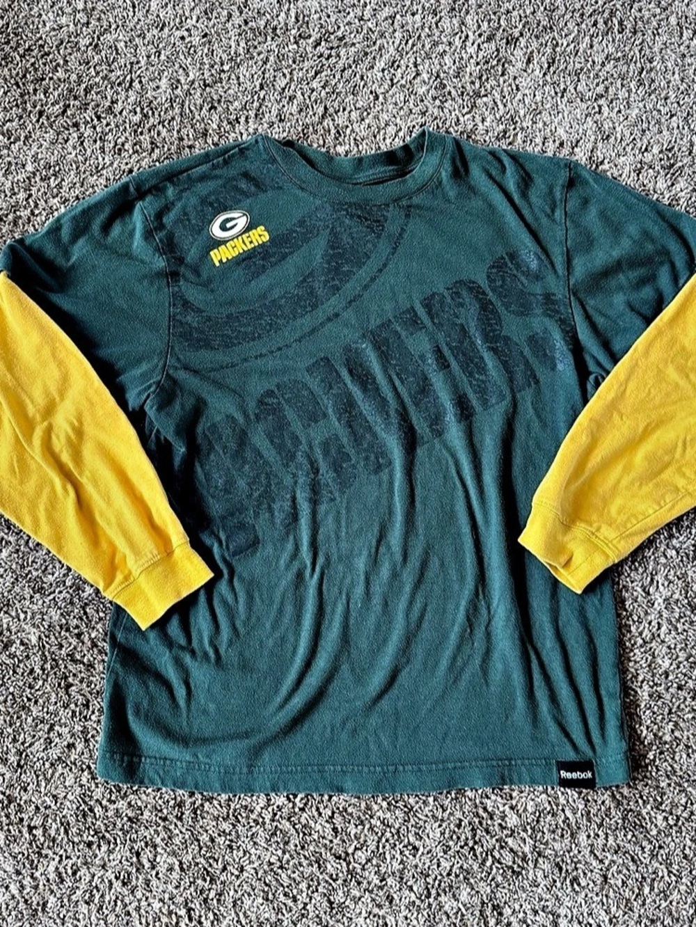 Reebok Green Bay Packers Youth Size 14/16 Long Sleeve Retro Graphic T-Shirt